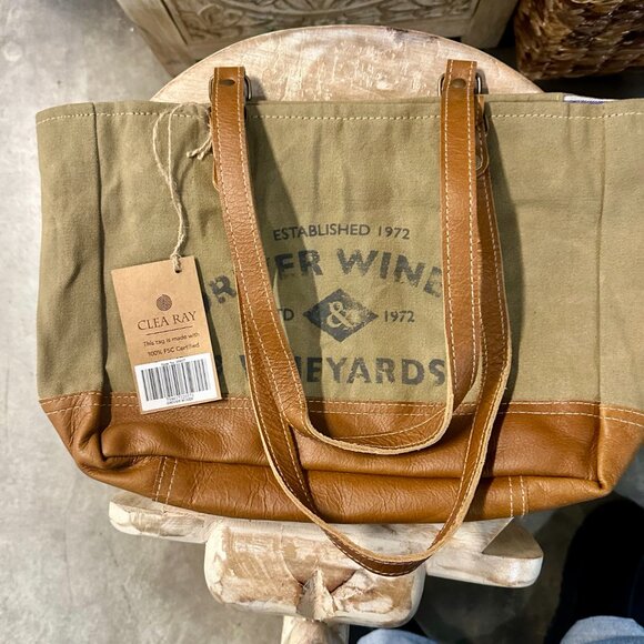 Canvas and Leather Stylish Tote - Picture 4 of 5